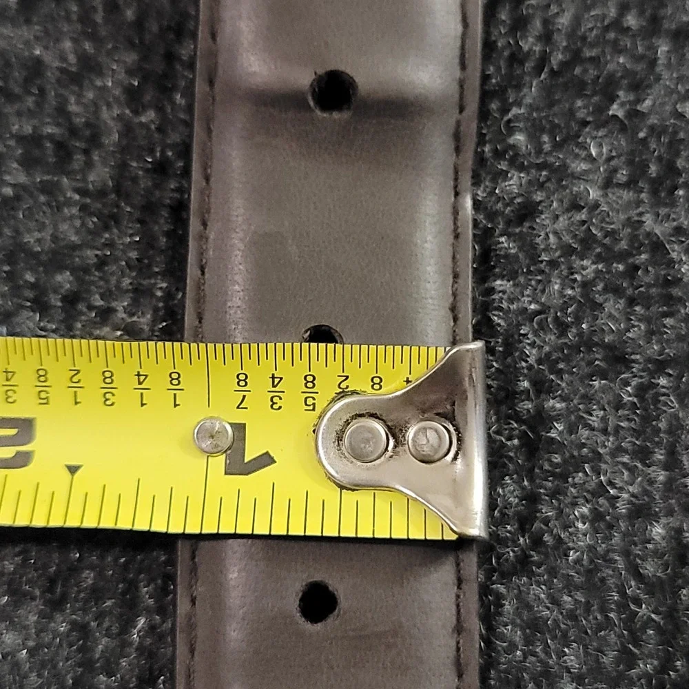 Brown Dress Belt Synthetic Crazy Horse Finish Leather‎ Lining Brass Buckle 38